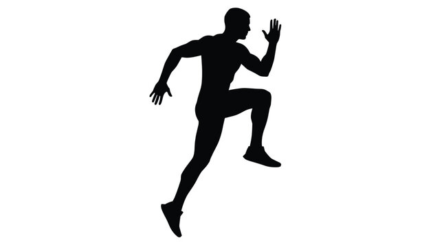 Energetic silhouette of a person captured mid-leap or during a fast sprint expresses high athletic performance and drive.