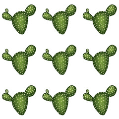 Green cactus seamless pattern digital drawing © sekarr