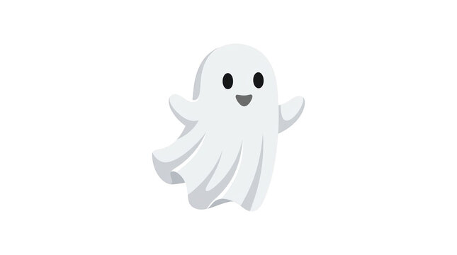 Cute cartoon ghost character isolated on transparent background