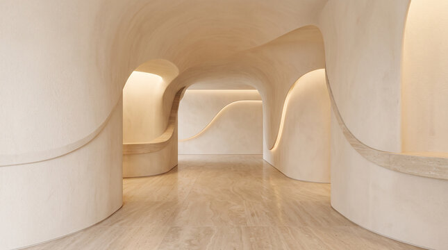 Luxury cream plaster architectural curves soft presentation scene backdrop