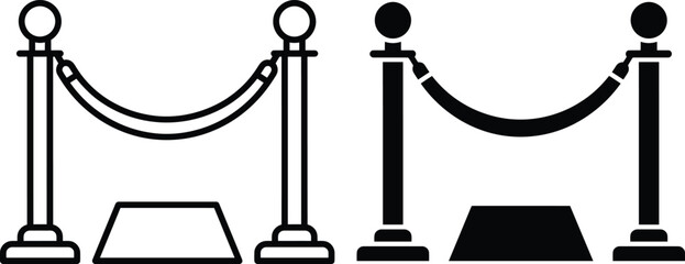 Vip velvet rope barrier icon set for queue management with stanchion exclusive security entrance festival minimalist isolated illustration management © Drow Dx