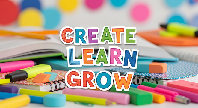 Create Learn Grow: Colorful School Supplies & Notebooks