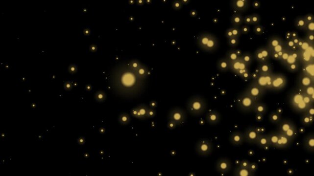 Christmas golden glitter particles with animation bubble magical lights, luxury festive sparkles, elegant holiday on black screen background seamless 4K UHD Loop