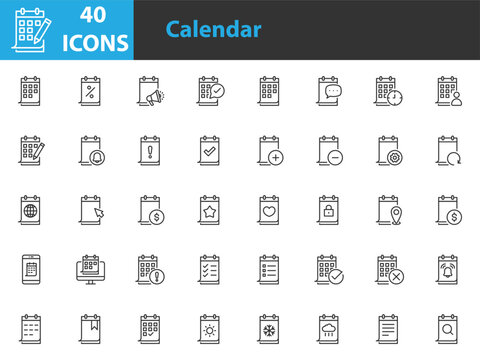 set of date and time icons, calendar, appointment, reminder, year