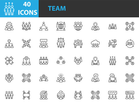 set of teamwork icons, business partnership, team, meeting
