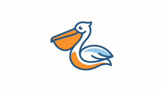 Minimalist vector illustration of a cute pelican bird icon.