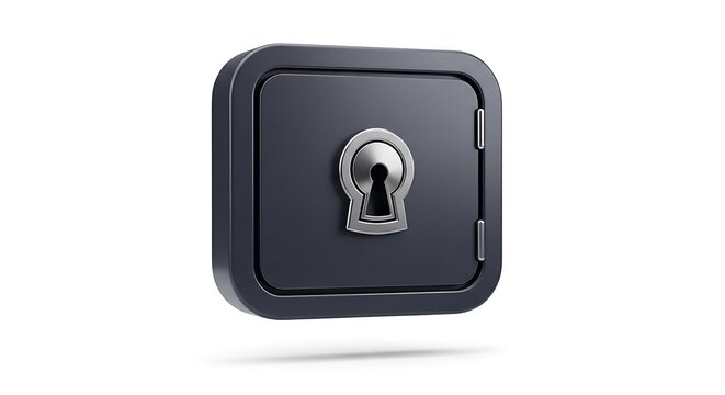 Black safe box with keyhole isolated on white background