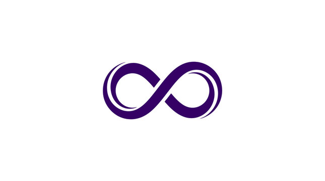 Professional Purple Infinite Loop Symbol on White Minimalist Abstract Design Icon with high quality professional line art symbols for modern creative design and digital branding projects