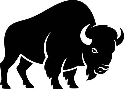 AmericanBisonSilhouetteVectorIllustrationIsolatedWhiteBackground