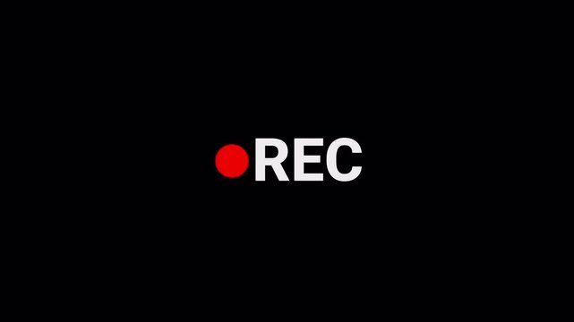 Record button animation on a transparent background, record overlay animation for video recording, movie recording. Perfect for shows and social media live performances  in 4k with alpha channel.
