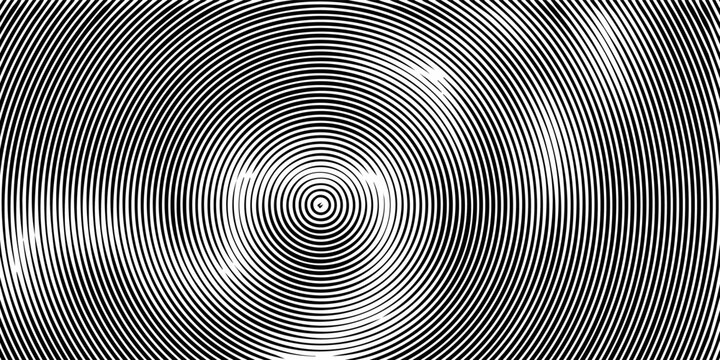 WebBlack and White Concentric Circle Optical Illusion Background With Hypnotic Radial Pattern