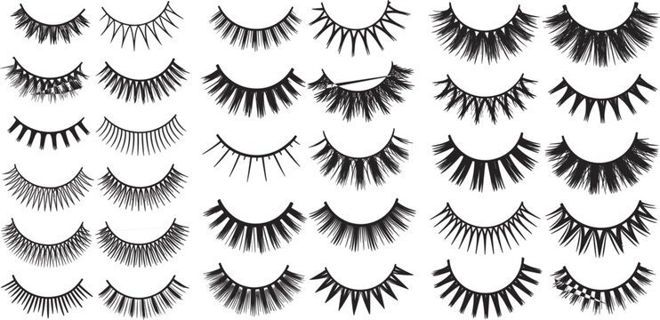 False eyelashes hand drawn sketch icon set, cosmetic makeup extension salon beauty product isolated vector