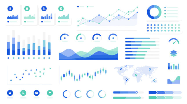 Infographic charts and data visualization elements.