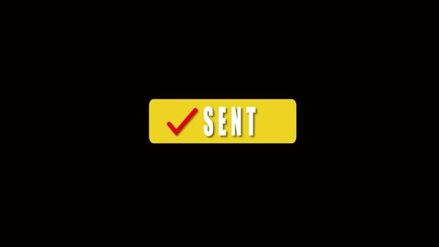 Yellow Button with the Word SEND in animation White 3D Text on a Black Background send. Vibrant yellow button labeled SEND in 3D white text, moving dynamically in animation, highlighting.