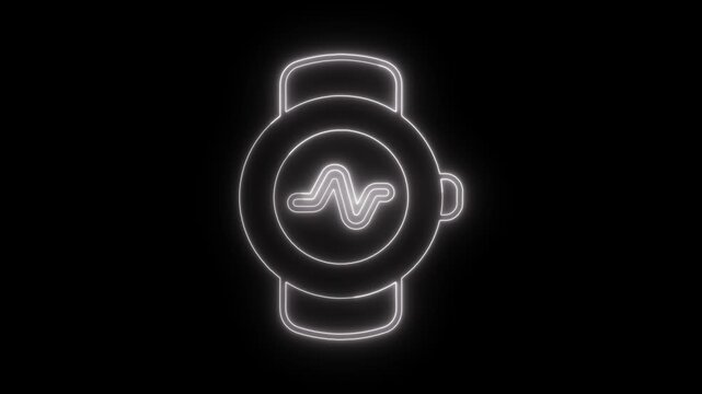 Glowing Smartwatch Icon Displaying Heart Rate Pulse in Minimalist Style