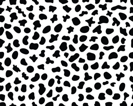 Random Irregular Shapes of organic black blobs, resembling cow hide	