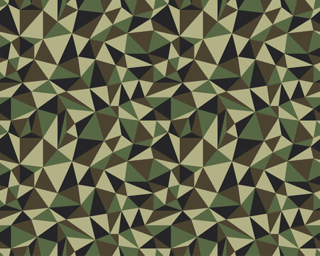 Seamless digital fashion camouflage pattern made of differently colored triangles