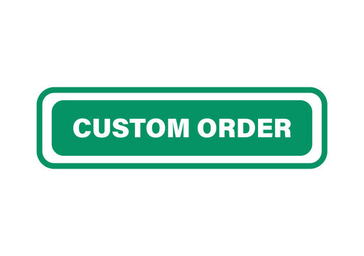 Green button with custom order text design for online shopping websites and e-commerce business user interface elements isolated on transparent background