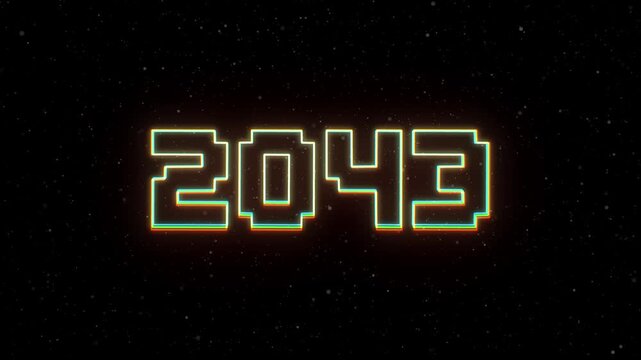 2043 Neon text with retro style