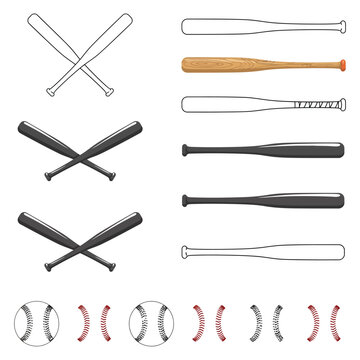 Vintage Baseball Club Emblem Design Elements Set with Bats, Ball, Shield and Badge Collection