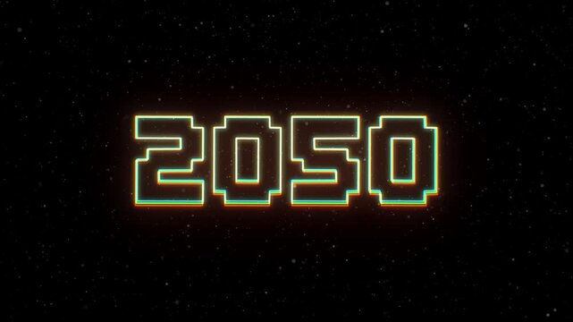 2050 Neon text with retro style