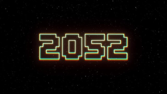 2052 Neon text with retro style