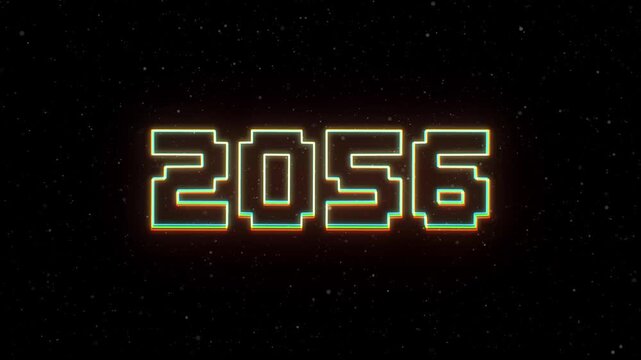 2056 Neon text with retro style