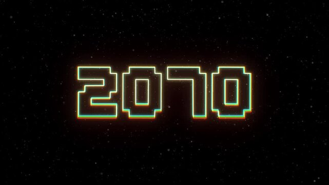 2070 Neon text with retro style