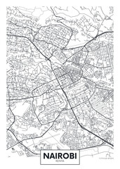 Obraz premium City map Nairobi is the capital and largest city of Kenya, detailed urban planning travel vector poster design