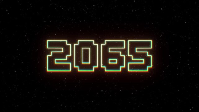 2065 Neon text with retro style