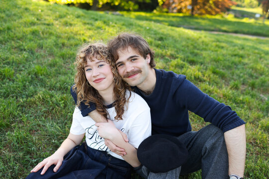 brother and sister walking  in the park