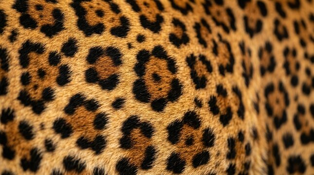 Close up view of realistic brown and black leopard fur pattern texture