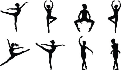 Ballet Dancer Silhouette Collection with Classical Dance Poses Graceful Performance and Elegant Movement © Mst