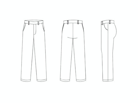 Trousers Technical Drawing Vector Template