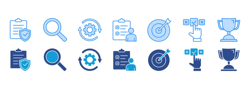 Audit icon pack dual tone collection set. Banner with keywords Vector Illustration Concept 