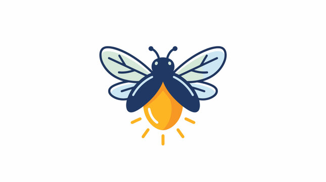 Cute cartoon firefly character with glowing abdomen.