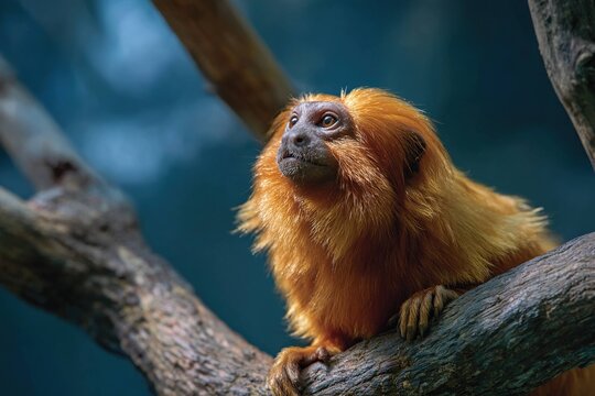 golden lion tamarin on a shrinking tree