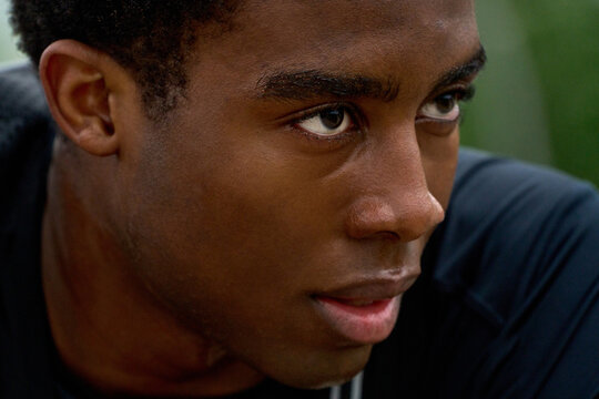 Young Athlete Focused on Training During an Outdoor Session