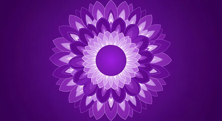 Purple mandala flower pattern with gradient background and central circle