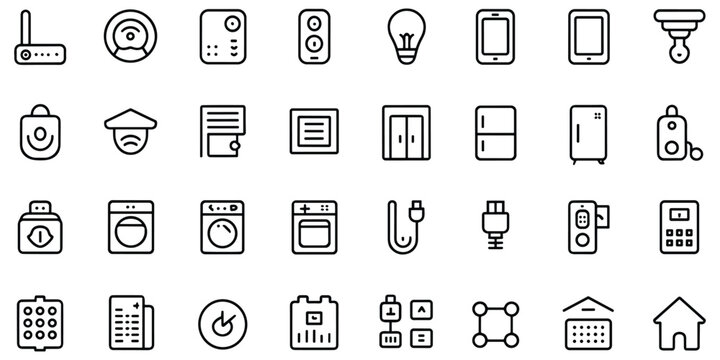 Set of smart home line icon . collection of modern smart house outline style icons
