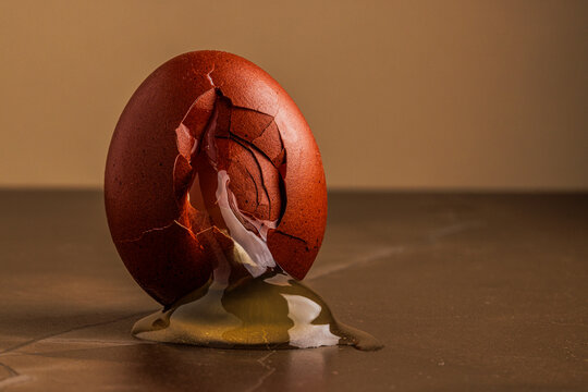 Egg with dripping egg yolk