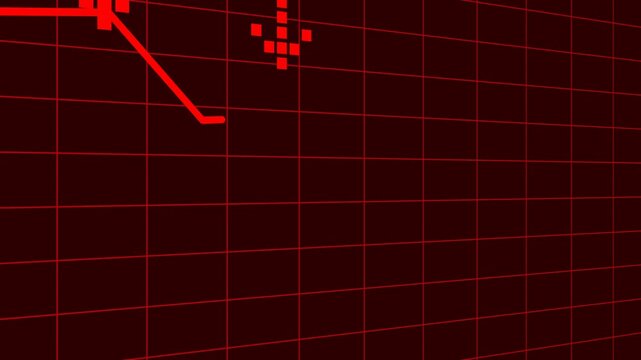 2D stock market downtrend animation with bearish financial chart in 4K