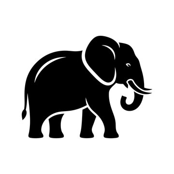 Black elephant icon for modern creative projects.