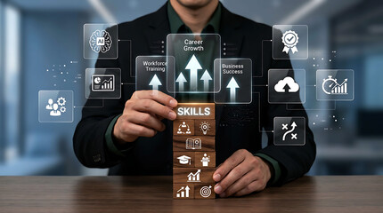 Obraz premium Career Growth Skills Development Workforce Training Business Success AI Learning Strategy