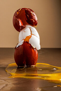 Egg with dripping egg yolk