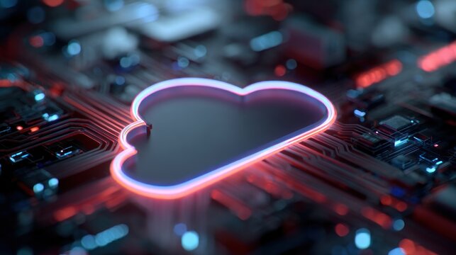 Cloud computing concept on circuit board