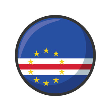 Cape Verde Round Flag Badge Icon, National Flag Circle Symbol Vector Illustration Isolated on White Background