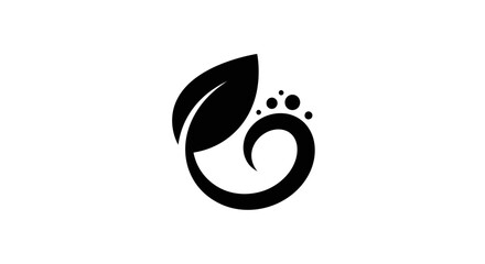 Simple black leaf and paw print logo on white background with stylized black minimalist graphic element symbol nature animal design icon with mark © Priyanka