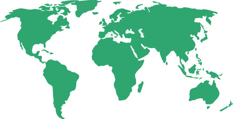 Obraz premium Green world map silhouette on white background