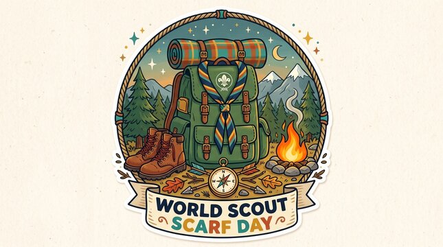 WORLD SCOUT SCARF DAY vector illustration isolated on white background